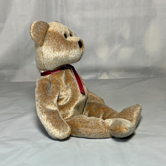Ty Beanie Baby 1999 Signature Bear Retire P.E. Pellets Tag Errors MWMT Rare Vtg - Picture 5 of 13